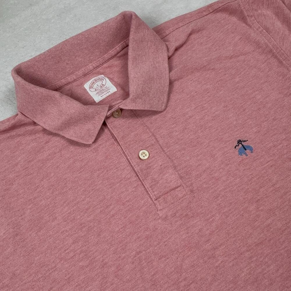 Brooks Brothers Short Sleeve Polo Shirt Mens L Pink Supima Cotton Stretch